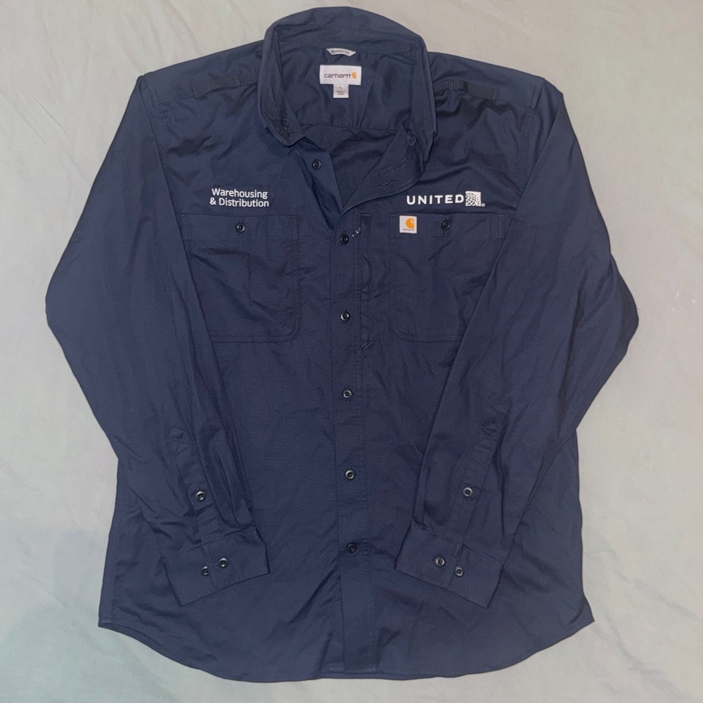 Carhartt United Airlines Work Shirt Men L Relaxed Fit Warehouse Distribution